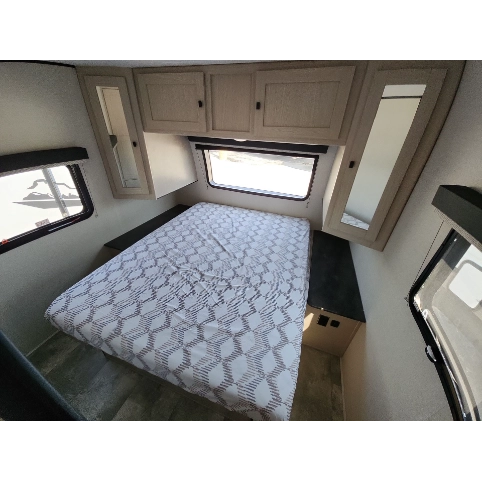 Apex Ultra-Lite 293-rlds-2 travel trailer- front bedroom with queen bed & dual wardrobes