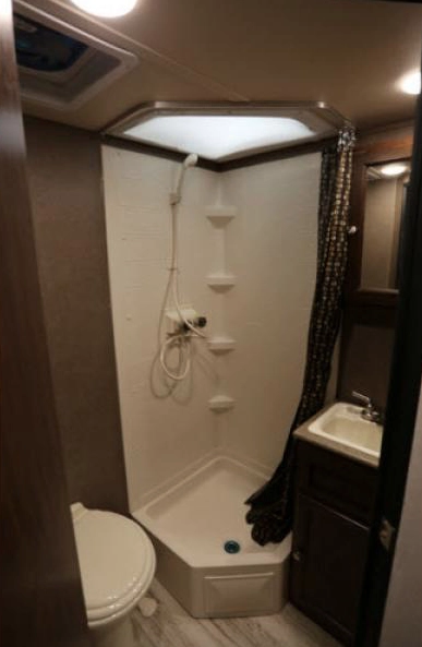 Palomino Palomini Travel Trailer- bathroom with large shower