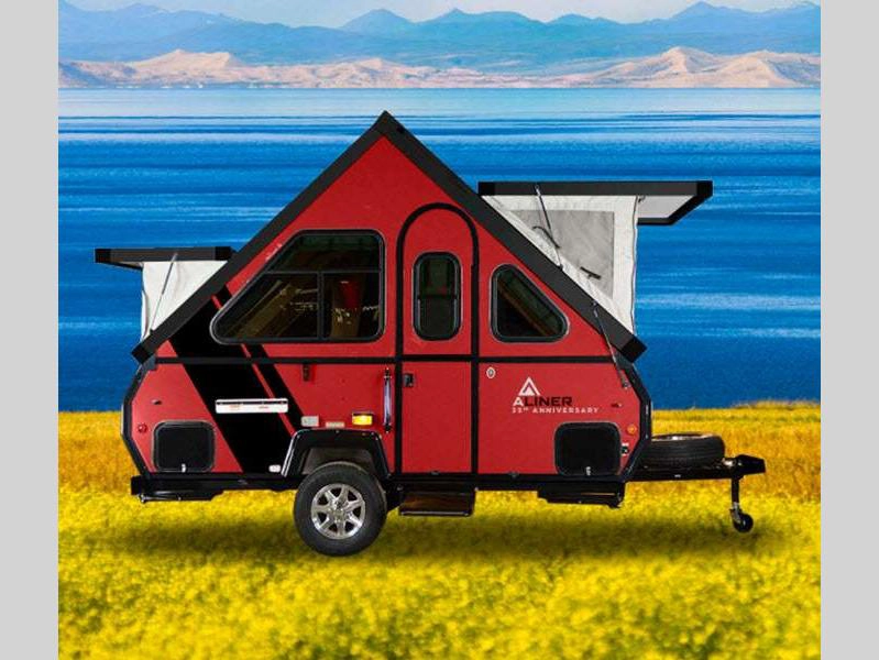 ALiner Classic pop up camper exterior with red color scheme 